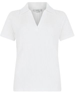 Vince Tops ,Wit ,Katoen Geribbelde Polo Van Katoenmix