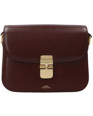 A.P.C. Tassen ,Rood ,Leer Leren Zadel Tas - Bruin