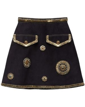 Versace Rokken ,Zwart ,Suède Geborduurde Suède Minirok