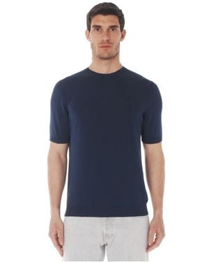 Irish Crone T-Shirt Rundhals Aus Baumwolle Mit Kurzen Ärmeln - Blau