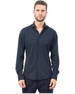 Yes-Zee Blauwe Overhemden Stijlvol Id 0362