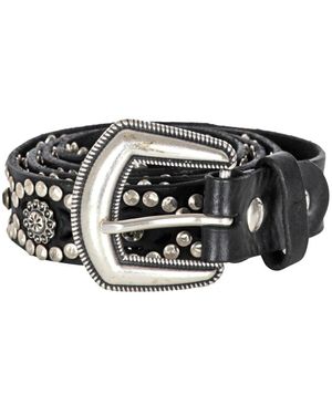 Campomaggi Vintage Leren Riem Met Studs En Klinknagels - Zwart