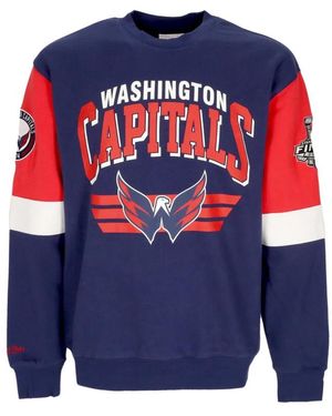 Mitchell & Ness Hoodies & Sweatvesten ,Veelkleurig ,Katoen Nhl Crewneck Sweatshirt Washington Capitals - Blauw
