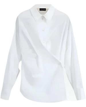 Roberto Collina Overhemden ,Wit ,Katoen Asymmetrisch Gedrapeerd Shirt