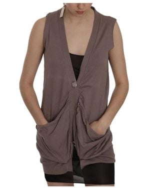 Pink Memories Ärmelloses Cardigan-Top - Braun
