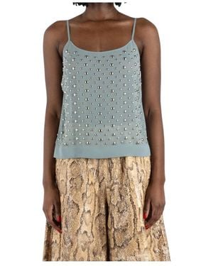 Dries Van Noten Lichtblauwe Top Met Details