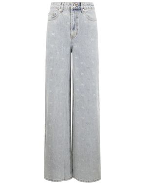 Self-Portrait Wide Jeans - Grijs