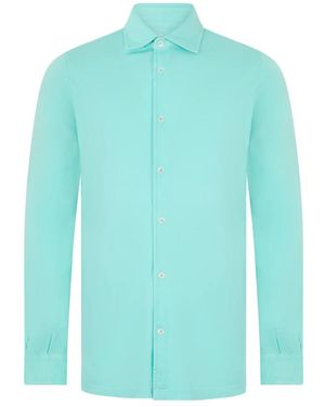 Fedeli Overhemden ,Blauw ,Katoen Shirt Met Lange Mouwen