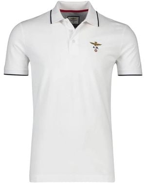 Aeronautica Militare Wit Poloshirt Met Korte Mouw Embleem