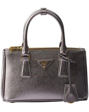 Prada Tassen ,Grijs ,Leer Galleria Mini Bag - Zwart