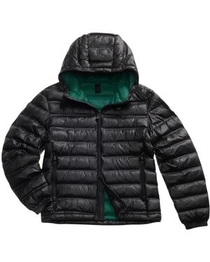 Blauer Jassen ,Zwart ,Gewatteerd Herenjack Met Capuchon - Groen