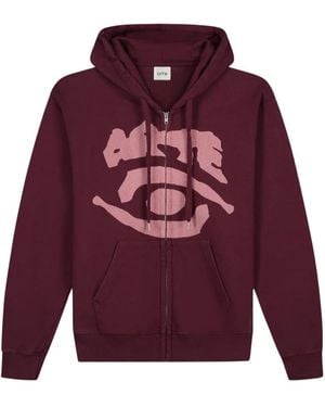 Arte' Eye Front Logo Zip Through Hoodie - Paars