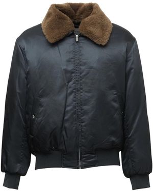 Drole de Monsieur Jassen ,Zwart ,Nylon Bomberjack Met Bontkraag