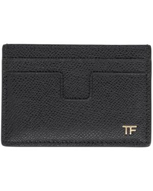Tom Ford Small Grain Leather Cardholder - Zwart