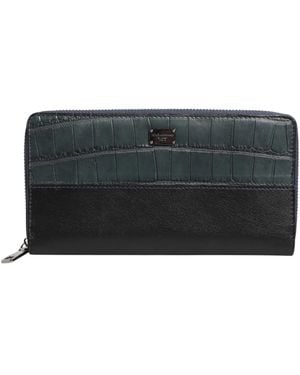 Dolce & Gabbana Exotische Leder Herren Continental Clutch Geldbörse - Schwarz