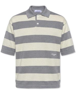 Stone Island Truien & Vesten ,Katoen Polo Shirt Met Streepjespatroon - Grijs