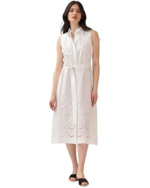P.A.R.O.S.H. Midi Jurk Met Borduursel En Ceintuur - Wit