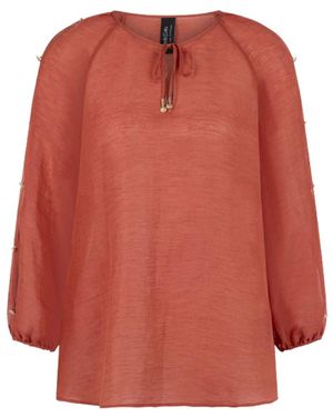 Marc Cain Overhemden ,Rood ,Linnen Blouse Van Linnen-Zijde Mix