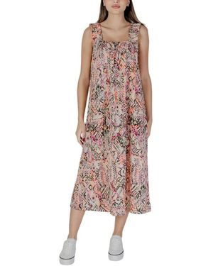 B.Young Bunte Baumwoll-Langkleid - Braun