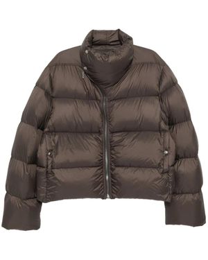 Rick Owens Braune Steppjacke Mit Hohem Kragen Reißverschluss