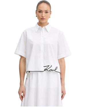 KARL LAGERFELD Overhemden ,Wit ,Katoen Signature Hem Shirt