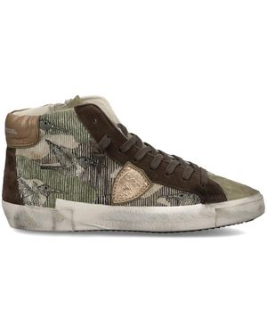 Philippe Model Schoenen ,Groen ,Leer Sneakers Prsx Tennis - Grijs