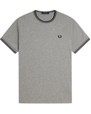 Fred Perry Tops ,Grijs ,Katoen Twin Tipped T-Shirt