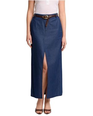 Kocca Langer Bleistiftrock Im Klassischen Denim-Look - Blau
