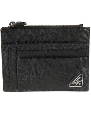 Prada Accessoires ,Zwart ,Leer Saffiano Leren Kaarthouder