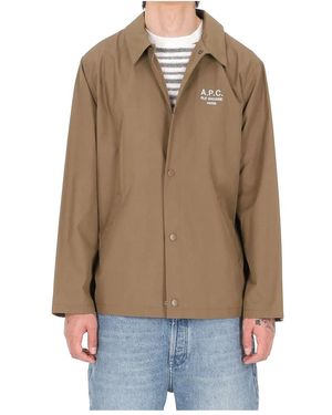 A.P.C. Jassen ,Groen ,Katoen Gemengd Katoenen Overshirt Met Logo - Bruin