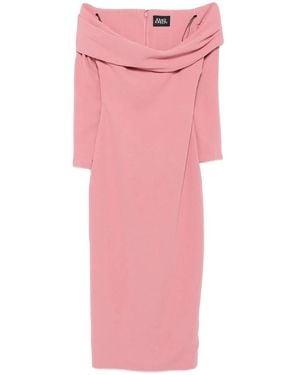 Solace London Peony Off-Shoulder Midi Kleid - Pink