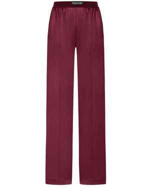 Tom Ford Broeken ,Rood ,Satijn Rode Satijnen Broek Met Zakken