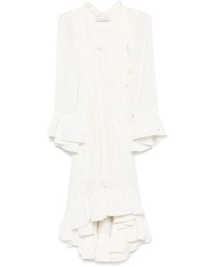 Lanvin Weiße Charmeuse Midi Kleid
