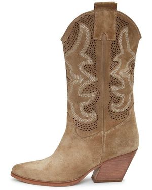 CESARE GASPARI Bestickte Leder-Cowboystiefel - Braun