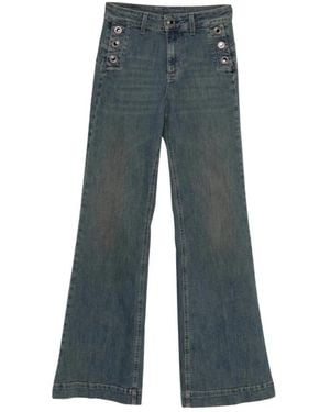 Liu Jo Flare Jeans Met Juweelknopen - Grijs