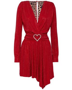 Philipp Plein Kleedjes ,Rood ,Polyester Aphrodite Crystal Mini Jurk