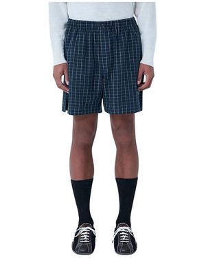 Wales Bonner Korte Broeken ,Blauw ,Leer Sunday Shorts