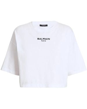 Balmain Seiden-Nylon-T-Shirt - Weiß