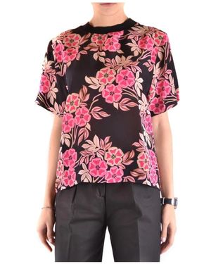 MSGM Blumiges Seiden-T-Shirt Mit Kurzen Ärmeln - Rot