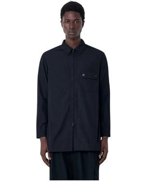 Yohji Yamamoto Chain Stitch Broad Zip Open Bluse - Blau