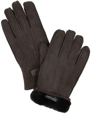 Warmbat Accessoires ,Bruin ,Wol Suede Handschoenen - Zwart
