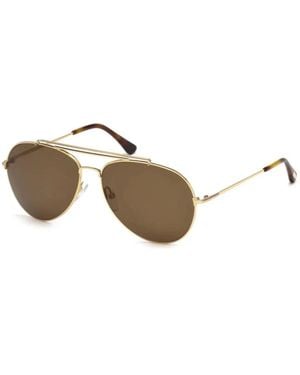 Tom Ford Accessoires ,Geel ,Tf 497 Aviator Zonnebril - Metallic