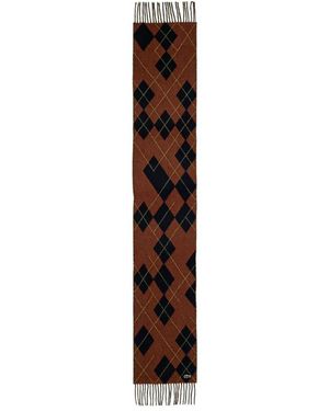 Lacoste Breiter Wollmischungs-Schal Im Argyle-Muster - Braun
