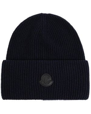 Moncler Accessoires ,Blauw ,Wol Wool Beanie