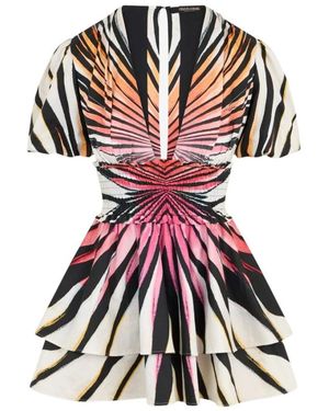 Roberto Cavalli Ray Of Paradise Print Jurk Mini - Meerkleurig