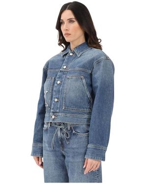 Calvin Klein Jassen ,Blauw ,Denim Cropped Boxy Denim Jacket