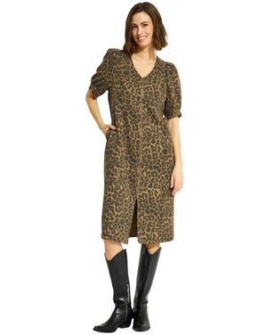 iN FRONT Leopardenmuster kleid mit frontschlitz - Mettallic