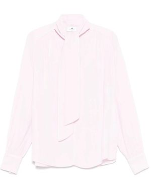 Elisabetta Franchi Blusa rosa con logo ricamato