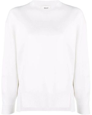 Bally Rundhals-strickwaren-hoodie - Weiß