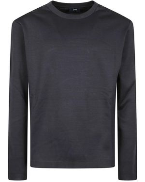 Herno Langarm-T-Shirt - Schwarz